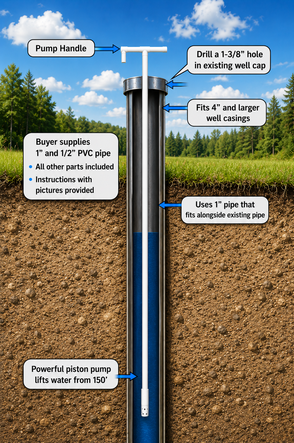 Manual Well Pump Kits for Reliable Water — No Power Required – Bradley ...